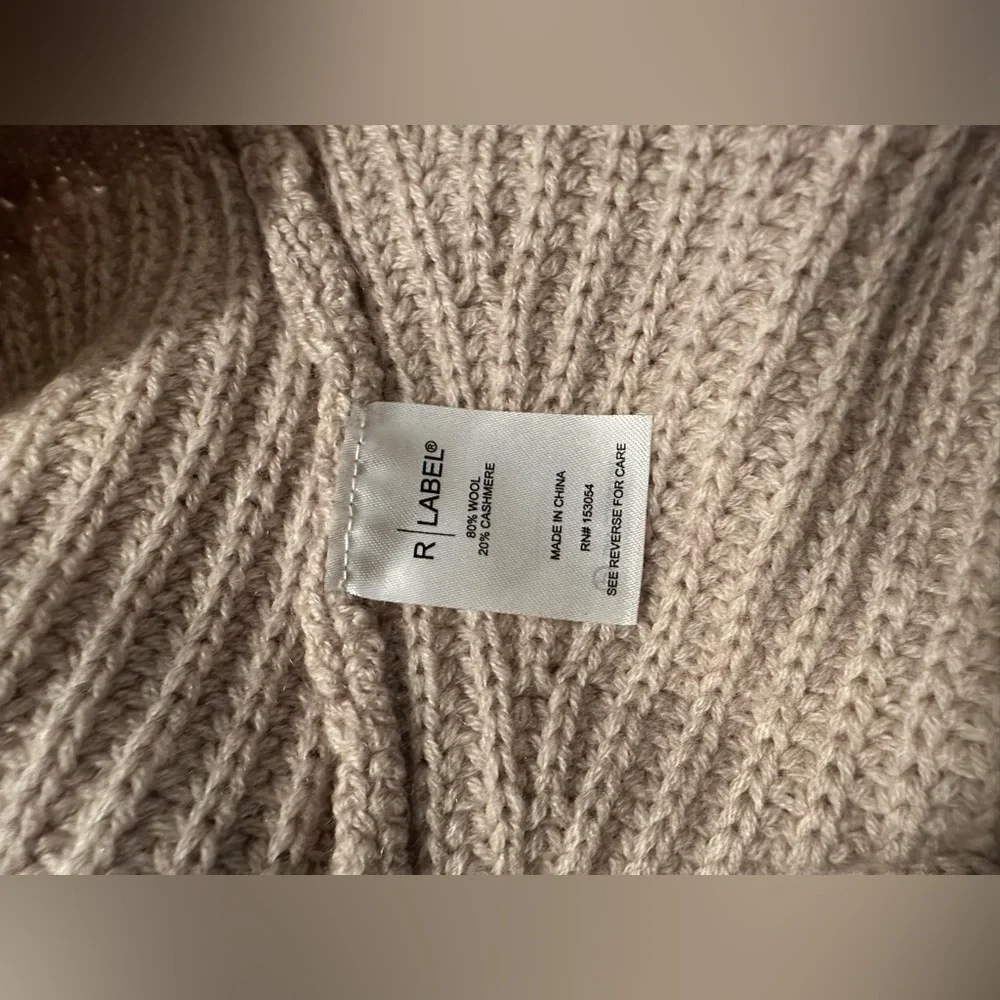 The Reset R Label Beige Mock Neck Pullover Knit Sweater XL Wool Cashmere Women’s